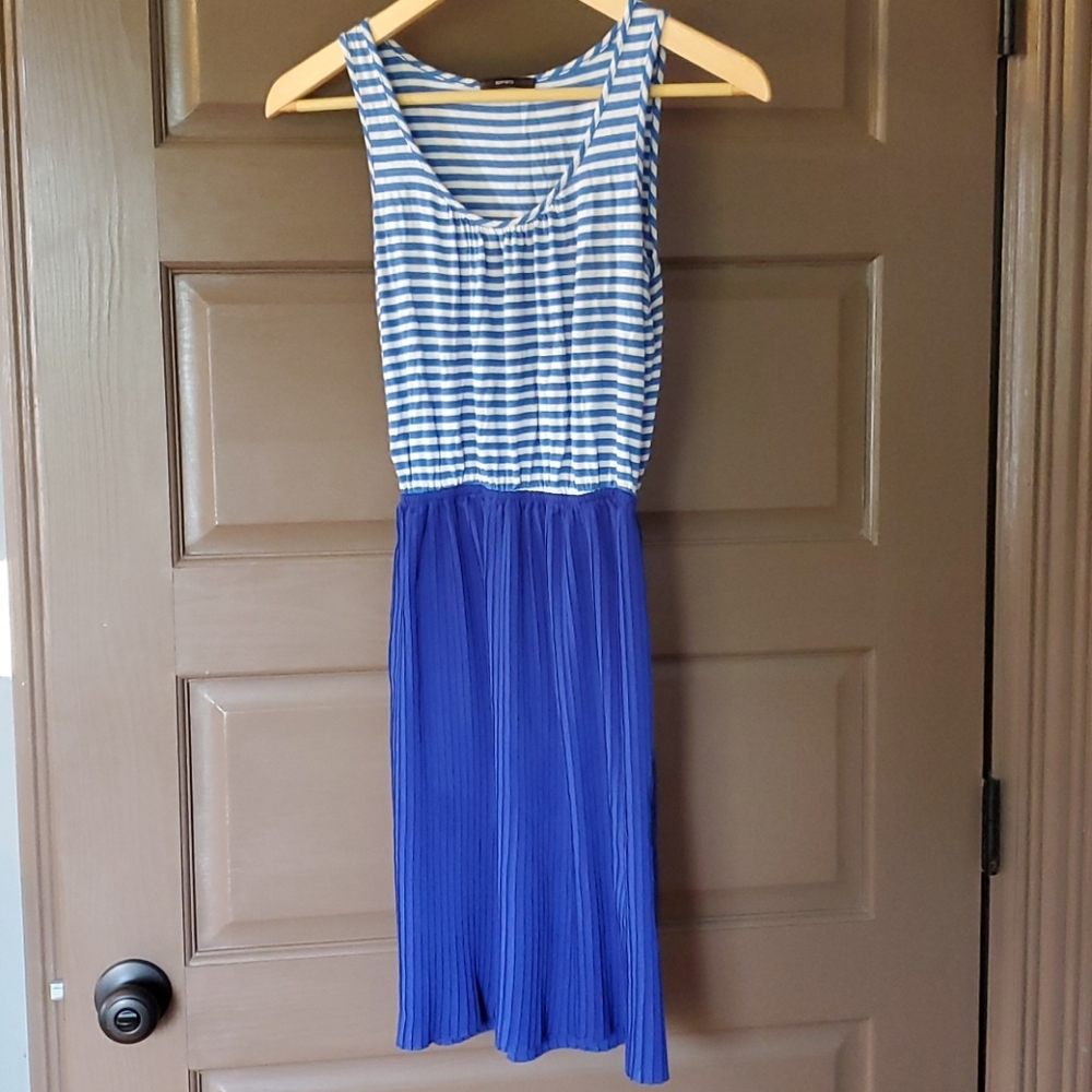 Striped with solid blue bottom summer dress